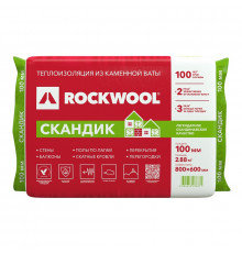 Утеплитель Rockwool Лайт Баттс Скандик 800х600х100 мм, 6 шт