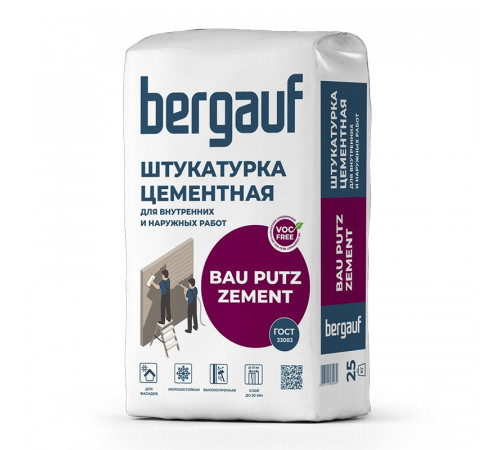 Штукатурка цементная фасадная Bergauf Bau Putz Zement, 25 кг