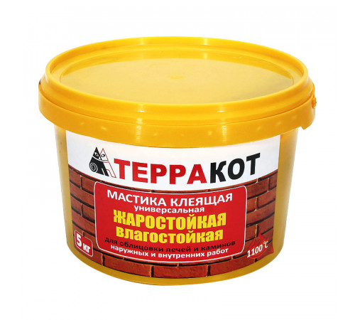 Мастика жаростойкая клеящая ТЕРРАКОТ, 5 кг
