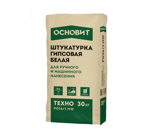 Штукатурка для МН и РН Основит Техно PG26/1 MW гипсовая белая, 30 кг