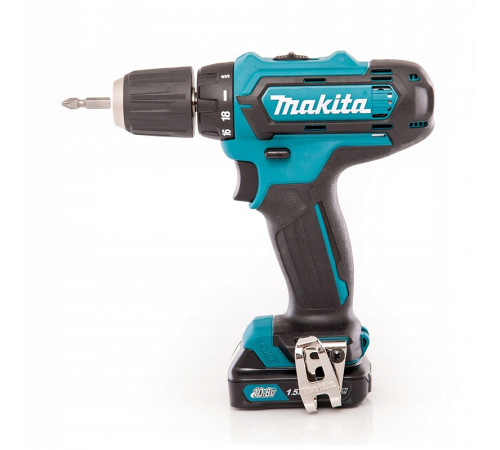 Дрель-шуруповерт Makita DF333DWYE, 2 аккумулятора Li-ion (1,5Ач), 12V, 10 мм, 30 Нм, кейс