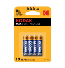 Батарейка алкалиновая Kodak, тип LR03/ААА, 1,5В (4 шт)