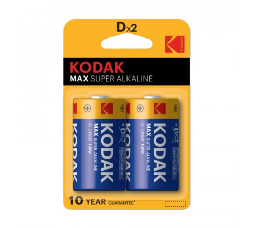 Батарейка алкалиновая Kodak, тип LR20/D, 1,5В (2 шт)